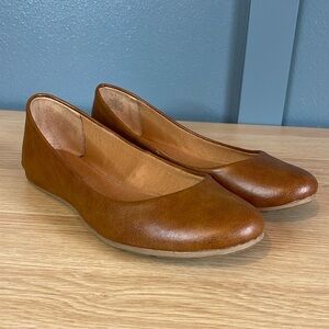 Sun + Stone Women’s Brown Comfort Eliana Round Toe Slip Ballet Flat Size‎ 8 1/2